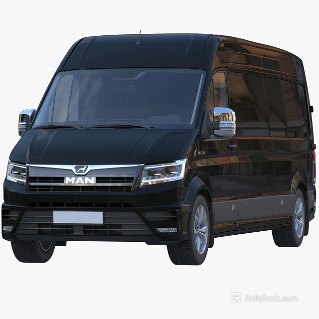 Black MAN Van Exterior And Brand Logo 3d model 