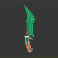 Green Fantasy Dagger 3D Model With Orange And Silver Handle Design 3d model