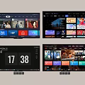 Smart TV Displaying Different Interfaces With Video Content App Icons And Time 3d model