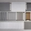 Different Home Heating Radiators With Panel Column Designs And White Grey Copper Colors 3d model