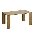 Modern Dark Wooden Dining Table with Rectangular Top and Sturdy Block Legs Design 3d model