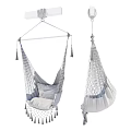 Macramé Hammock Chair With Soft Cushion And Tassels For Indoor Outdoor Use