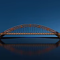 Illuminated Arch Bridge with Stunning Reflection on Calm Water Under Night Sky