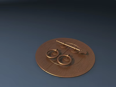 Copper Handles On Circular Base With Ring Shaped And Bar Design 3d model