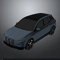 Modern Blue SUV With Black Roof Front Grille And Blue Accent Details