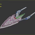 Advanced Futuristic Interstellar Spaceship Streamlined White Body Red Blue Accents Multi Wing Design