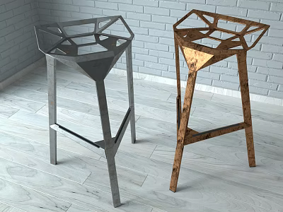 Modern Bar Chair Metal Bar Chair 3d model
