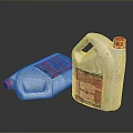 White Plastic Cooking Oil Bottles with Red Caps and Colorful Labels