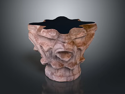 Artistic Sculpture Carving With Intricate Brown Stone Texture And Ornate Design 3d model