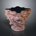 Artistic Sculpture Carving With Intricate Brown Stone Texture And Ornate Design