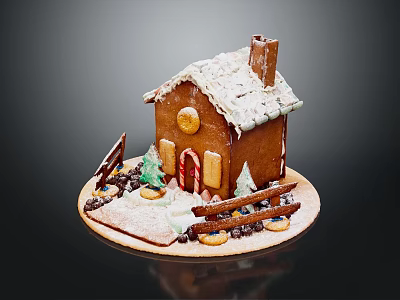 Modern Cartoon Building Gingerbread House Christmas House Biscuits Whole Wheat Biscuits 3d model