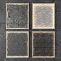 Four Square Background Wall With Various Textures And Gold Frames On Gray Backdrop 3d model