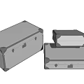 Silver Metal Storage Trunks With Black Corner Accents And Latches In Various Sizes
