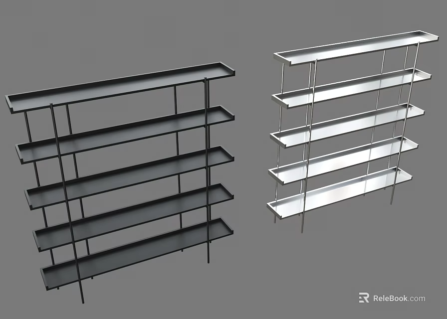 Open Design Multi Tier Metal Display Shelves in Black and Silver for Retail Showcase 3d model 