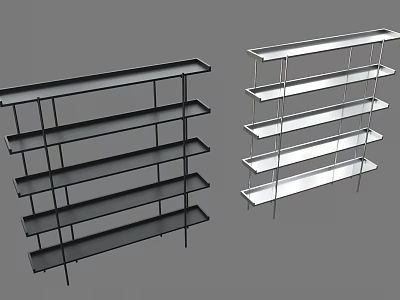 Open Design Multi Tier Metal Display Shelves in Black and Silver for Retail Showcase 3d model