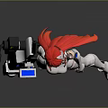 Sci Fi Game Character With Red Hair White Outfit And Futuristic Weapon