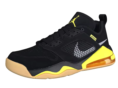Black Yellow Sports Sneakers with Mesh Upper 23 Logo Orange Air Cushion Beige Bottom and Trendy Design 3d model
