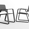 Modern Black Dining Chairs With Geometric Frame Armrests And Minimalist Design