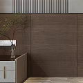 Modern Bedroom Accent Wall With Vertical Stripes Wooden Panel Wall Lamp And Nightstands