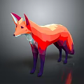 Vibrant Low Poly Fox Sculpture With Colorful Geometric Design And Standing Pose 3d model