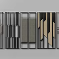 Modern Geometric Screen Design With Metal Frames And Neutral Textured Panels 3d model
