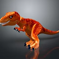 Orange Tyrannosaurus Rex Dinosaur Figure With Red Stripes Standing Pose Sharp Teeth Claws