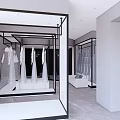 Modern Bridal Shop Interior With Elegant Wedding Dress Display Racks And Stylish Decor
