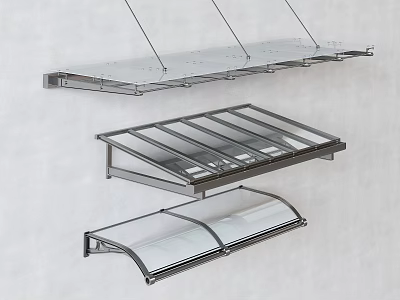 Glass Awnings With Metal Frames And Various Outdoor Shade Designs 3d model