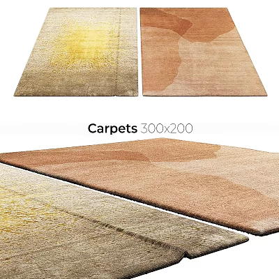 Modern Square Carpets 300x200 with Yellow and Brown Abstract Patterns 3d model