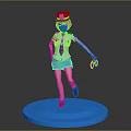 Vibrant Red Haired Police Officer Character With Short Skirt Handcuffs And Blue Base Doll Figure