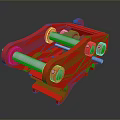 Red Industrial Equipment with White Rollers and Circular Mechanical Components Design