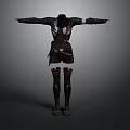 Fashionable Black Clothing Set With Red White Accents Long Sleeves Pants And Boots
