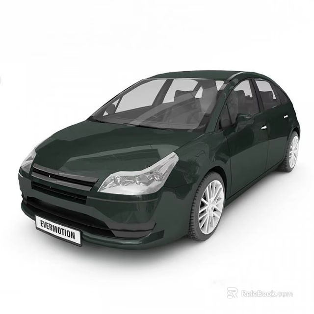 Dark Green Sedan Car With Sleek Design And Silver Alloy Wheels 3d model 
