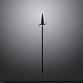 Medieval Style Metal Spear With Long Wooden Shaft And Ornate Guard