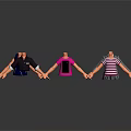 Colorful Headless Mannequins Wearing Various Clothing Styles Holding Hands Together