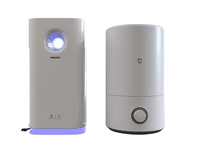 Two White Home Appliances With Philips Logo Blue Indicator And Knob Control 3d model