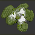 Floating Islands Covered with Green Grass and Rock Formations Amid White Clouds