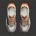 White And Orange Casual Sneakers With Patterned Upper And Textured Sole For Daily Wear