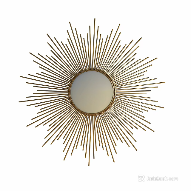 Stylish Gold Sunburst Mirror Modern Wall Decor for Interior Design 3d model