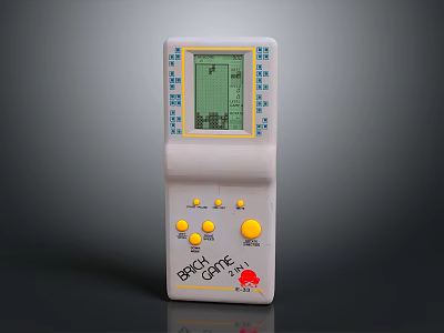 Retro Brick Game Handheld Console With Classic Game Screen And Yellow Buttons 3d model