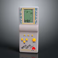 Retro Brick Game Handheld Console With Classic Game Screen And Yellow Buttons