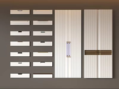 Modern Wardrobe Doors With Diverse Panel Styles And Decorative Accents 3d model