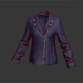 Modern Blue Knit Biker Jacket With Front Zipper And Decorative Buttons 3d model