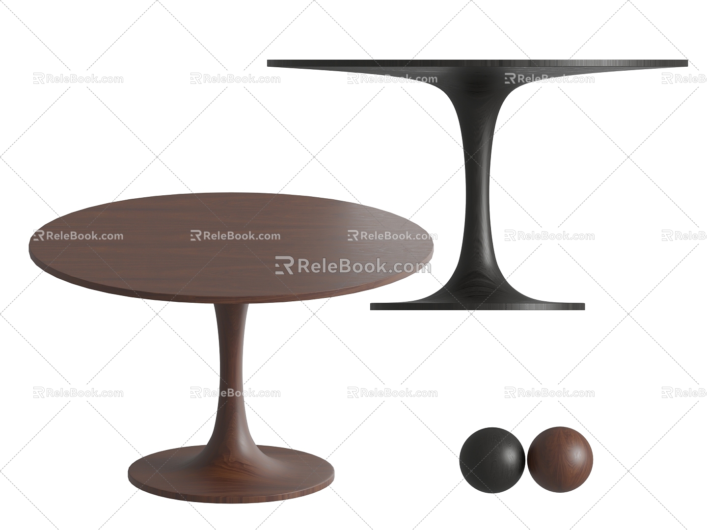 Table Solid Wood Dining Table Round Table 3d model