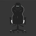 Modern Black And White Leather Gaming Chair With Adjustable Armrests And Swivel Wheels