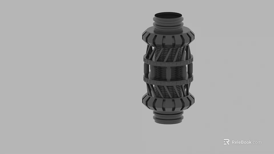 Black Cylindrical Industrial Mechanical Component With Detailed Mesh Structure Design 3d model