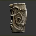 Sculpture Carving With Intricate Spiral Patterns Curled Details And Artistic Handcrafted Design