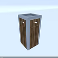 Garden Landscape Outdoor Trash Bin With Wooden Panels Gray Frame And Double Openings