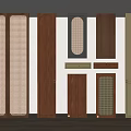 Various Design Wardrobe Doors With Wooden Rattan Panels Arch Shapes And Green Brown Tones