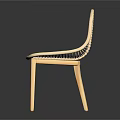 Light Colored Rattan Leisure Chair With Curved Backrest And Slender Legs